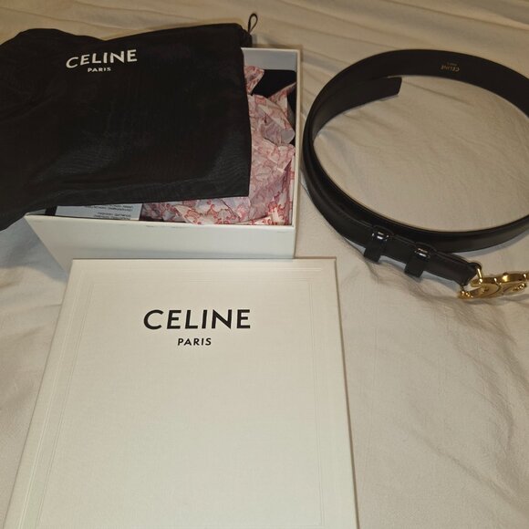Celine Medium 25MM Triomphe Belt In Taurillon Leather - Size 75 BNIB